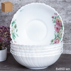 Набор суповых тарелок 6 штук 650 мл 175 мм / TW-70 (7056) /уп 8/ Кустовая роза