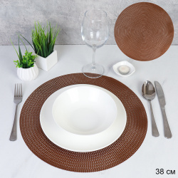 Салфетка для стола круглая 38 см / S-799-gold /уп.6/300/ бронзовая