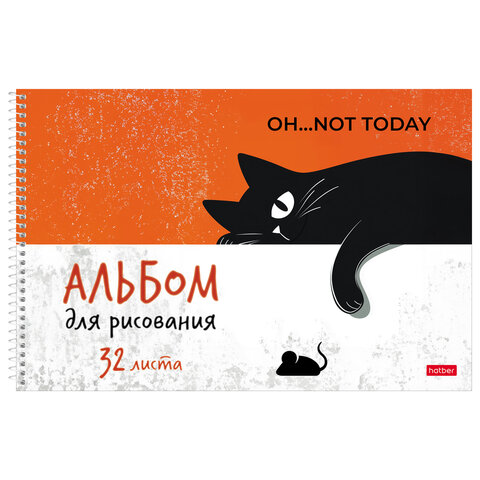 Альбом для рисования А4, 32 л., спираль, рельефный картон, HATBER, 198х300 мм, "Котэ" (5 видов), 094699, 32А4тВсп