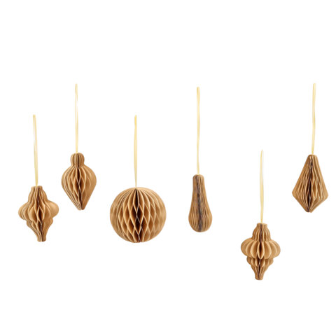 Елочные украшения из бумаги, НАБОР 6 шт., цвет крафт, ЗОЛОТАЯ СКАЗКА, 592539