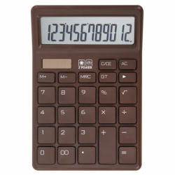 Калькулятор настольный BRAUBERG CH-12-BR (153х103 мм),12 разрядов, двойное питание, коричневый, 272961