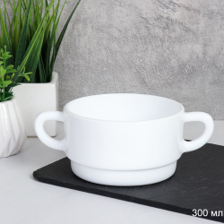 Бульонница с ручками 300 мл белая / DM300Z (WHITE) /уп 48/ штабелируемая
