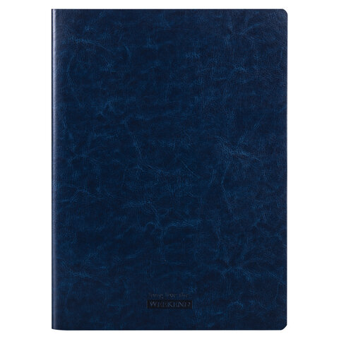 Тетрадь 60 л. в линию обложка гладкий кожзам, сшивка, B5 (179х250мм), ТЕМНО-СИНИЙ, BRAUBERG VIVA, 403902