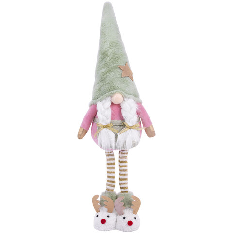 Украшение новогоднее интерьерное 64 см "Гном в тапочках", полиэстер, ЗОЛОТАЯ СКАЗКА, 592511