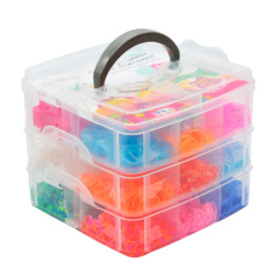 Набор резинок для плетения украшений 3 000 шт., 15 цветов, бокс, бусины, станок, BAMBOX, 665976