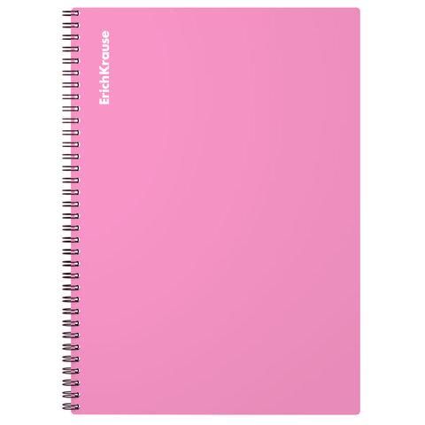 Тетрадь обложка пластик, А4, 80 л., гребень, клетка, ERICH KRAUSE "Pastel", 50163