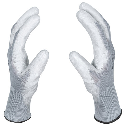 Перчатки нейлоновые SCAFFA "Базис", полиуретановое покрытие (облив), размер 9 (L), 00-00012435