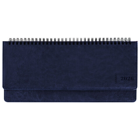 Планинг датированный 2026 305х140 мм BRAUBERG "Imperial", под кожу, синий, 117228