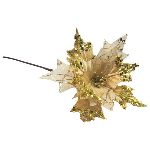 Украшение елочное 1 шт., "Цветок", диаметр 22 см, длина 20 см, ассорти 3 дизайна, ЗОЛОТАЯ СКАЗКА, 592420