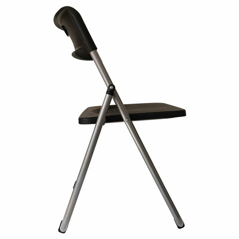 Стулья складные BRABIX "Golf Lite CF-017", КОМПЛЕКТ 4 шт., серебристый каркас, пластик, чёрный, 533034