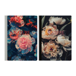 Тетрадь А4 96 л. BRAUBERG, на сшивке с корешком, клетка, обложка картон, "Flowers", 405286