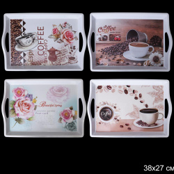 Поднос прямоугольный с ручками 38х27 см / XJX-42 /уп 50/