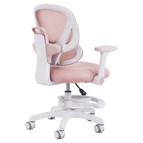 Кресло детское с подставкой для ног BRABIX KIDS "MG-220", сетка/ткань TW, розовое, 533314