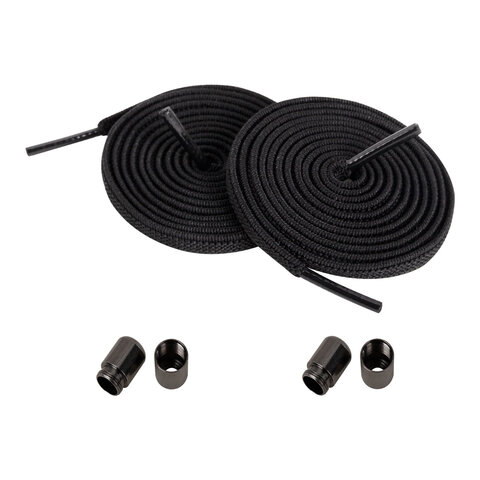 Шнурки плоские эластичные ЧЕРНЫЕ длина 100 см, ширина 6 мм, 2 капсулы, цвет серебряный, SHEGRA, 701713