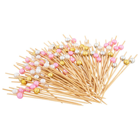 Шпажки-пики для канапе бамбуковые форма "Жемчужина" цвет микс 12 см, 100 шт., BOOMHOUSE (БУМХАУС), 701969