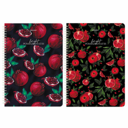 Тетради КОМПЛЕКТ 2 шт., А4, 96 л., BRAUBERG гребень, клетка, глянцевый лак, "Гранаты", 404389