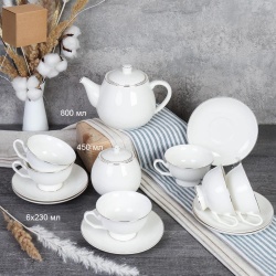 Чайный набор 14 предметов 230 мл / GC57-12G WHITE /уп 8/ костяной фарфор