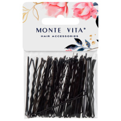 Невидимки для волос НАБОР 50 шт., 5 см, черный, MONTE VITA, 457101