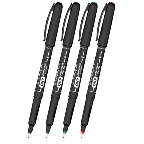 Маркеры перманентные для любой гладкой поверхности, НАБОР 4 шт., 4 ЦВЕТА, CENTROPEN "OHP", 0,6 мм, 2636/4, 626360401