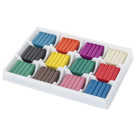 Пластилин классический ЮНЛАНДИЯ "ВЕСЁЛЫЙ ШМЕЛЬ", 12 цветов, 204 г, СО СТЕКОМ, КВАДРАТНЫЙ, 104823