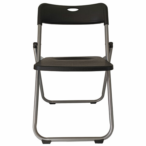 Стулья складные BRABIX "Golf Lite CF-017", КОМПЛЕКТ 4 шт., серебристый каркас, пластик, чёрный, 533034