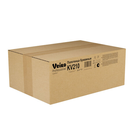 Полотенца бумажные 250 шт., VEIRO (H3) COMFORT, 1-слойные, белые, КОМПЛЕКТ 20 пачек, 21х21,6, V-сложение, KV210