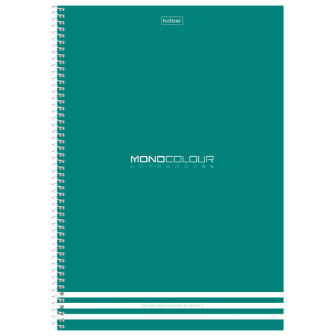 Тетрадь А4 96л. HATBER спираль, клетка, матовая ламинация, тиснение, MONOCOLOUR (микс, 96Т4лтВ1сп