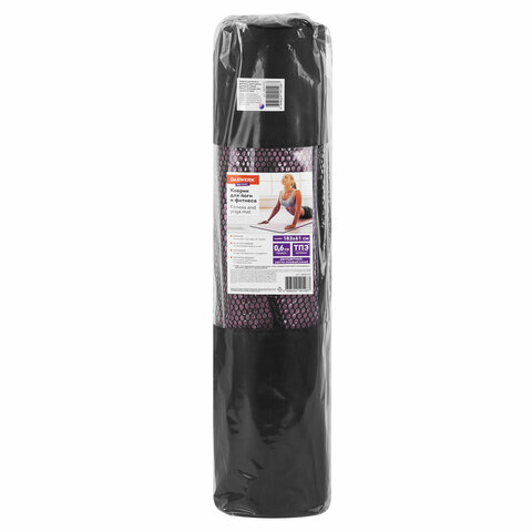 Коврик для йоги и фитнеса спортивный двухцветный, ТПЭ, 183x61x0,6 см, светло-розовый/синий, DASWERK, 680032