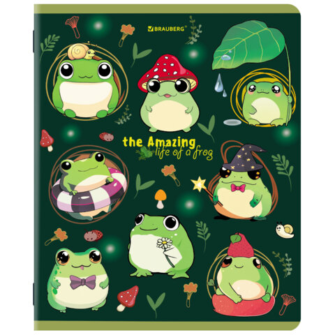 Тетради ДЭК А5 48 л. КОМПЛЕКТ 5 шт. BRAUBERG, скоба, клетка, TWIN-лак, "AMAZING ANIMALS", 404942