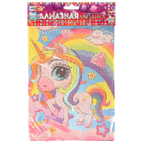 Алмазная мозаика детская АССОРТИ 10 видов, 17х23 см, на картоне МУЛЬТИ АРТ
