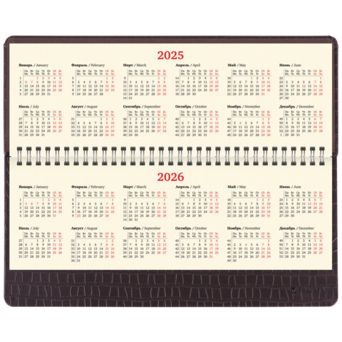 Планинг датированный 2025 305х140 мм BRAUBERG "Comodo", под кожу, темно-коричневый, 115691