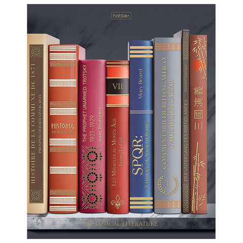 Тетрадь А5 48л. HATBER скоба, клетка, Soft-touch ламинац, 3D фольга, Золотые страницы, 48Т5лофВ1