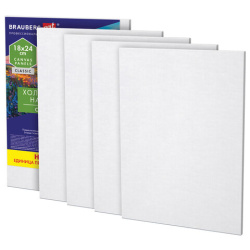 Холсты на картоне НАБОР 5 штук (18х24 см), хлопок, 280 г/м2, грунт, BRAUBERG ART CLASSIC, 192649