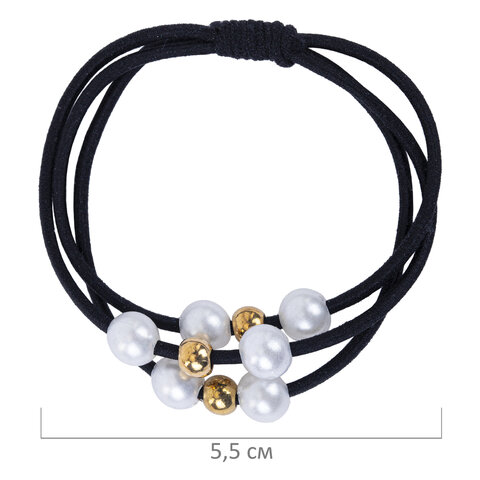 Резинки для волос НАБОР 3 шт., 0,2х14 см, с жемчужинами, чёрные, MONTE VITA (МОНТЕ ВИТА), 457053