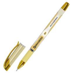 Ручка шариковая масляная с грипом BRAUBERG "Delta Plus Gold", СИНЯЯ, пишущий узел 0,7 мм, линия письма 0,35 мм, 144256