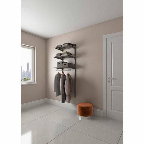 Гардеробная система BASIC G60 (в2050*ш640*г450мм), 3 полки, 1 штанга, графит, S70299913515