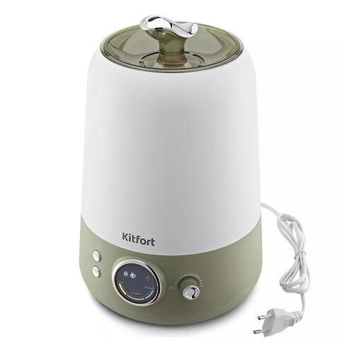 Увлажнитель воздуха KITFORT КТ-2896, объем бака 3,5 л, 24 Вт, арома-контейнер, гигрометр белый/зеленый
