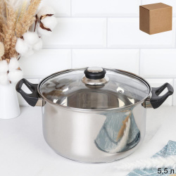 Кастрюля 5,5 л Лайт / LB-10-10A-5,5 /уп 1/ Ручки бакелит/ Гофрокороб/ KISIGA