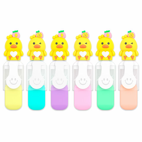 Набор текстовыделителей с топперами 6 ЦВЕТОВ ПАСТЕЛЬ, "НЕЖНЫЕ ЦЫПЛЯТА", линия 1-4мм, FUNSTER (ФАНСТЕР), 152653