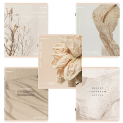 Тетради ДЭК А5 48 л. КОМПЛЕКТ 5 шт. BRAUBERG скоба, клетка, SoftTouch, "Пастельная", 404948