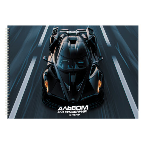 Альбомы для рисования ДЭК, А4, 40 л., КОМПЛЕКТ 2 шт., гребень, глянцевый лак, BRAUBERG, 200х290 мм, "Гонки", 107741