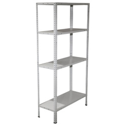 Стеллаж металл BOOMHOUSE (БУМХАУС) 1500x750x300 мм, 4 полки, нагрузка на стеллаж до 120 кг, белый, 291419