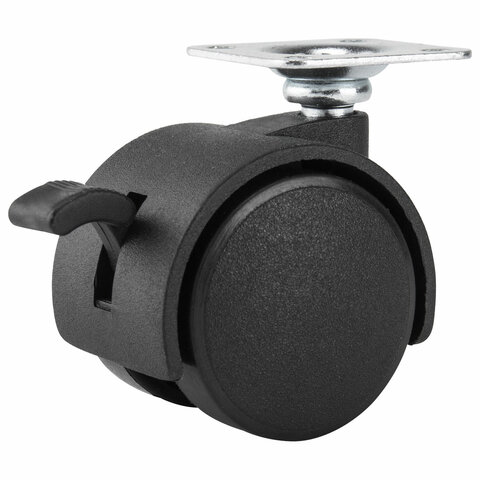 Колеса (ролики) для мебели, пластиковые d 35 мм, КОМПЛЕКТ 4 шт., черные, в пакете, WBZ, 533090