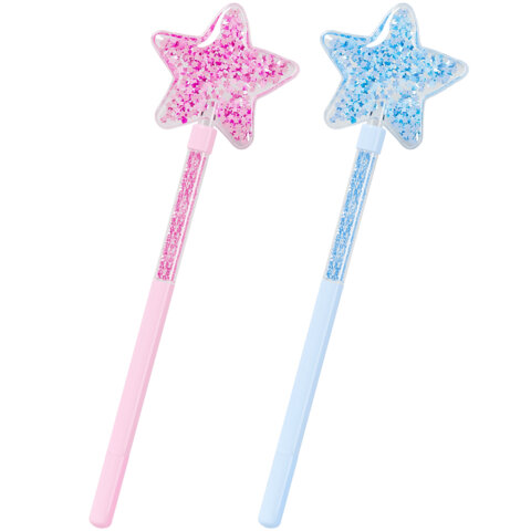 Ручка с топпером с блестками шариковая FUNSTER "MAGIC STAR", СИНЯЯ, ассорти, пишущий узел 0,7 мм, линия письма 0,35 мм, 144379