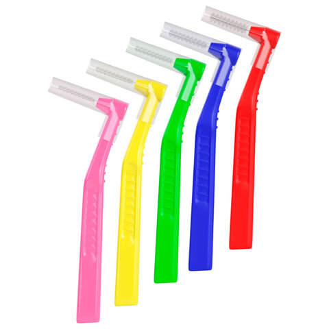 Межзубные ершики 0,6-0,7-0,8-1-1,5 мм, для зубов и брекетов, 5 шт., угловая ручка L-тип, LAIMA DENT, 609418