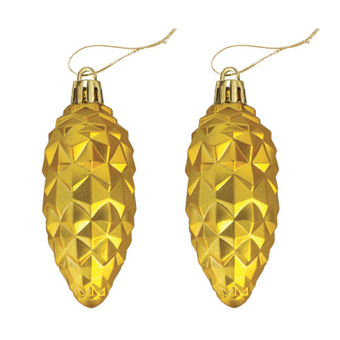 Украшение ёлочное "Шишки" 4 шт., 9 см, пластик, золотистые, ЗОЛОТАЯ СКАЗКА, 590898