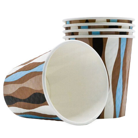 Стакан одноразовый бумажный 250/280 мл, диаметр 80 мм, конгрев/печать, "Волна", КОМПЛЕКТ 50 шт., WELDAY (ВЭЛДЭЙ), 702698