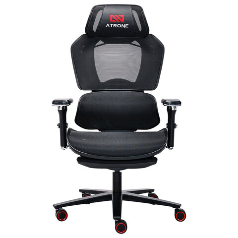 Кресло ATRONE "Optimus ER-707", адаптивный механизм со слайдером, сетка, черный/красный, 532968