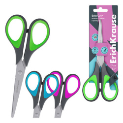 Ножницы ERICH KRAUSE EasyCut+, 17см, ассорти, блистер, 35099