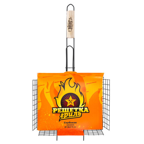 Решетка-гриль ГЛУБОКАЯ универсальная, размер 360х285 мм, глубина 60 мм, оксидированное покрытие, 101406, 701745